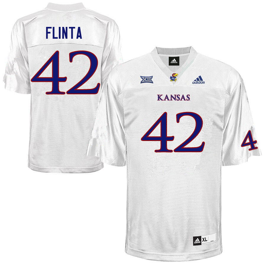 Men #42 TJ Flinta Kansas Jayhawks College Football Jerseys Sale-White - Click Image to Close